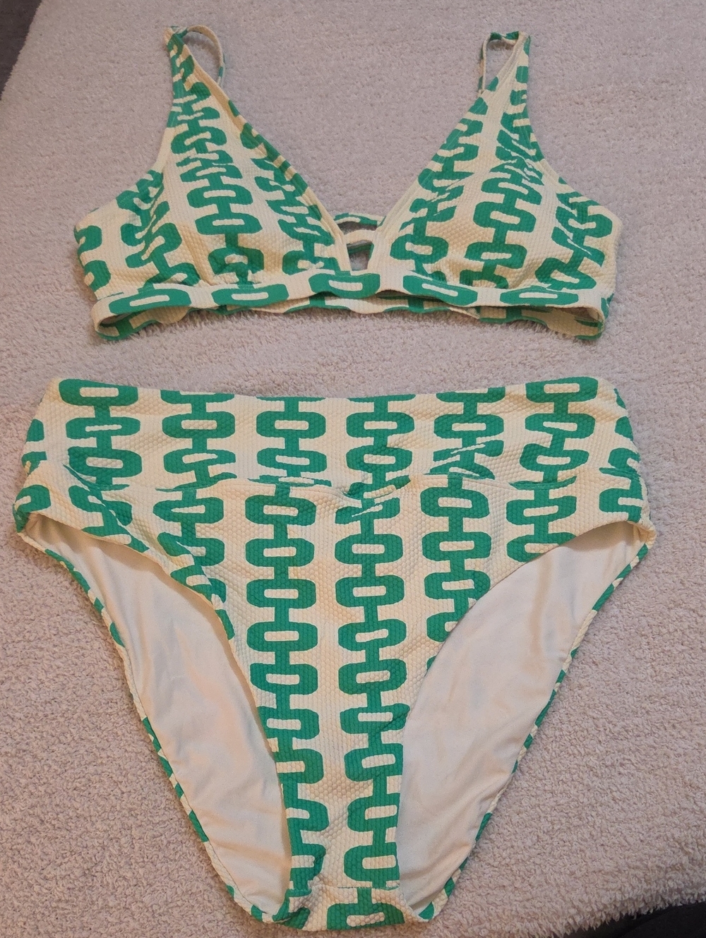 Gianni Bini Green Chain-Print Bikini Set